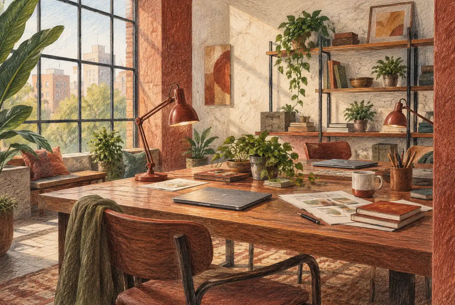 Illustration of workspace businesses and their working space