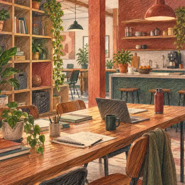 Illustration of workspace businesses equipment and workspace